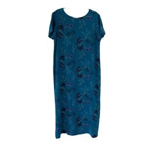 Vintage Laura Ashley Blue 100 Silk Floral Maxi Dress Cottagecore Quiet Luxury 12